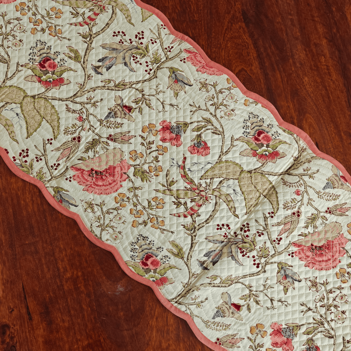 Sonata Reversible Table Runner, 100% cotton, 15" x 72" - Coral Slub -